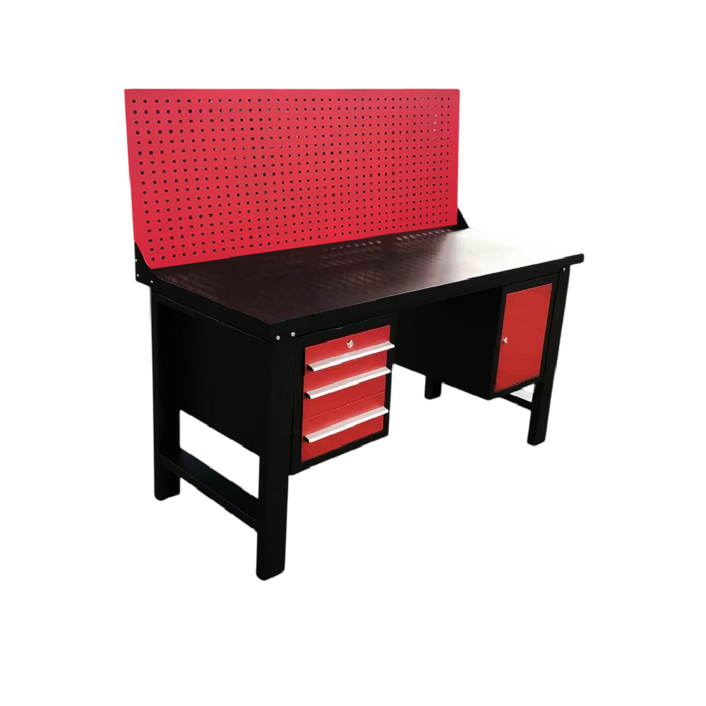 Металлический рабочий стол с двумя шкафчиками